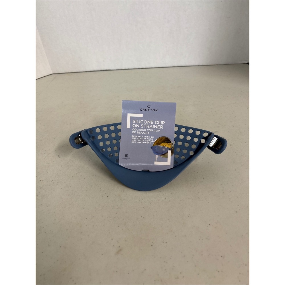 Crofton Blue Silicone Clip On Strainer Pot Colander Dishwasher Safe 712086